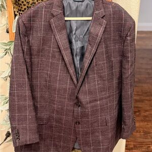Ralph Lauren Brown Burgundy Windowpane Sport Coat